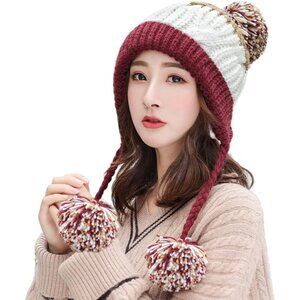 Women jiuhong Winter Peruvian Cover Ears Beanie Hat Ear Flaps Sherpa Ski Snow